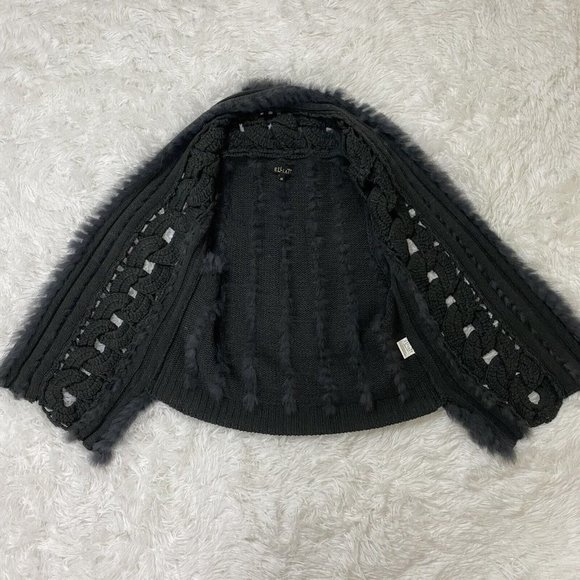 Elliatt Enwtined Rabbit Fur Vest Charcoal Gray High Low Asymmetrical Women's M - Picture 11 of 12